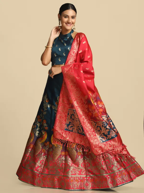 Rama_Gold_Woven_Work_Lehenga_Choli_With_Dupatta_For_Women