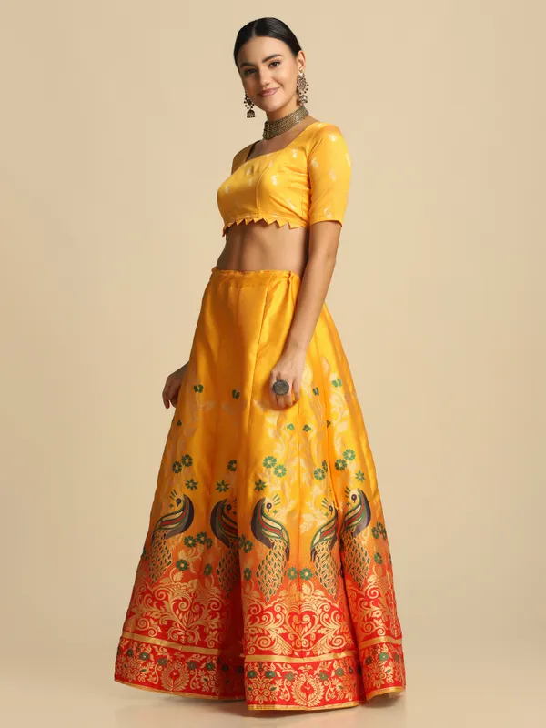 Yellow_Gold_Woven_Work_Lehenga_Choli_With_Dupatta_For_Women