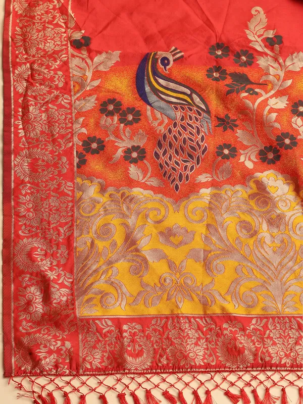 Yellow_Gold_Woven_Work_Lehenga_Choli_With_Dupatta_For_Women