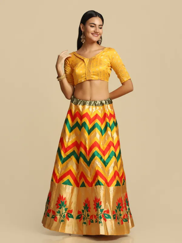 Yellow_Gold_Woven_Work_Lehenga_Choli_With_Dupatta_For_Women