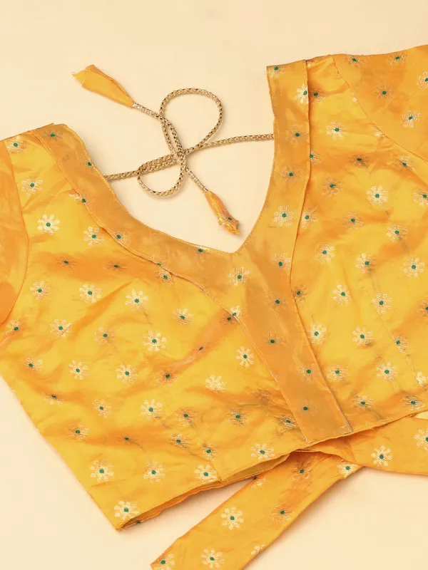 Yellow_Gold_Woven_Work_Lehenga_Choli_With_Dupatta_For_Women