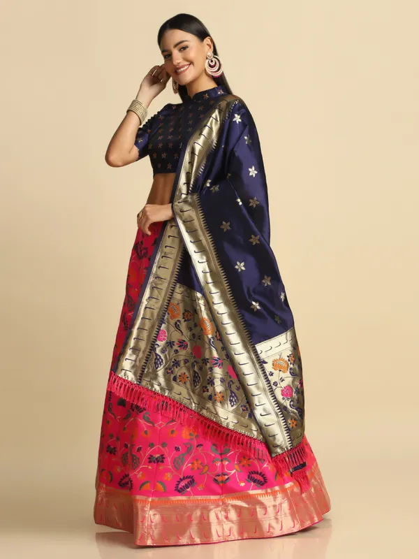 Pink_Gold_Woven_Work_Lehenga_Choli_With_Dupatta_For_Women