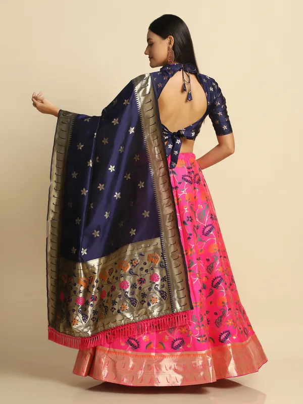 Pink_Gold_Woven_Work_Lehenga_Choli_With_Dupatta_For_Women