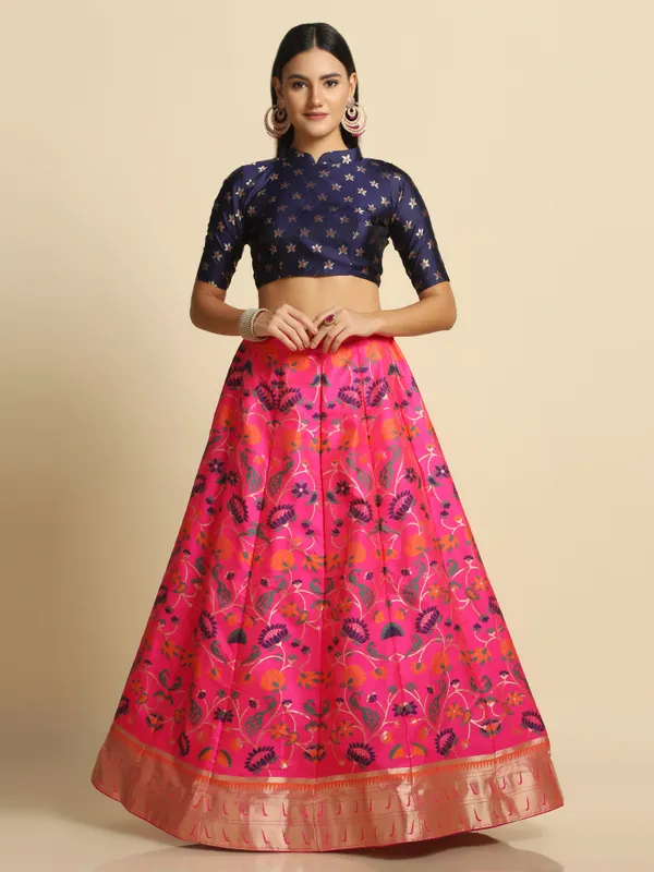 Pink_Gold_Woven_Work_Lehenga_Choli_With_Dupatta_For_Women