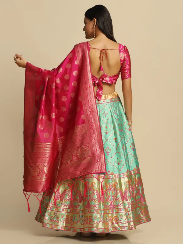 Pista_Green_Gold_Woven_Work_Lehenga_Choli_With_Dupatta_For_Women