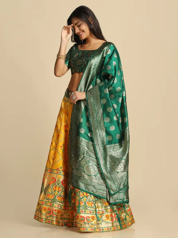 Yellow_Gold_Woven_Work_Lehenga_Choli_With_Dupatta_For_Women