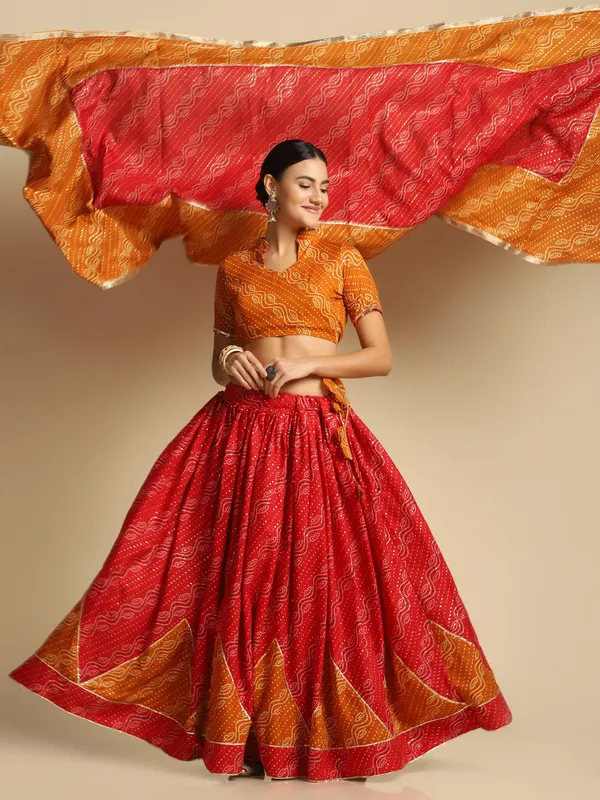 Red&_Yellow_Printed_Lehenga_Choli_With_Dupatta_For_Women