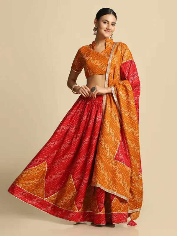 Red&_Yellow_Printed_Lehenga_Choli_With_Dupatta_For_Women