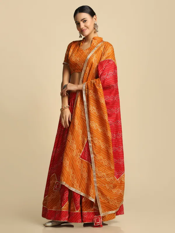 Red&_Yellow_Printed_Lehenga_Choli_With_Dupatta_For_Women