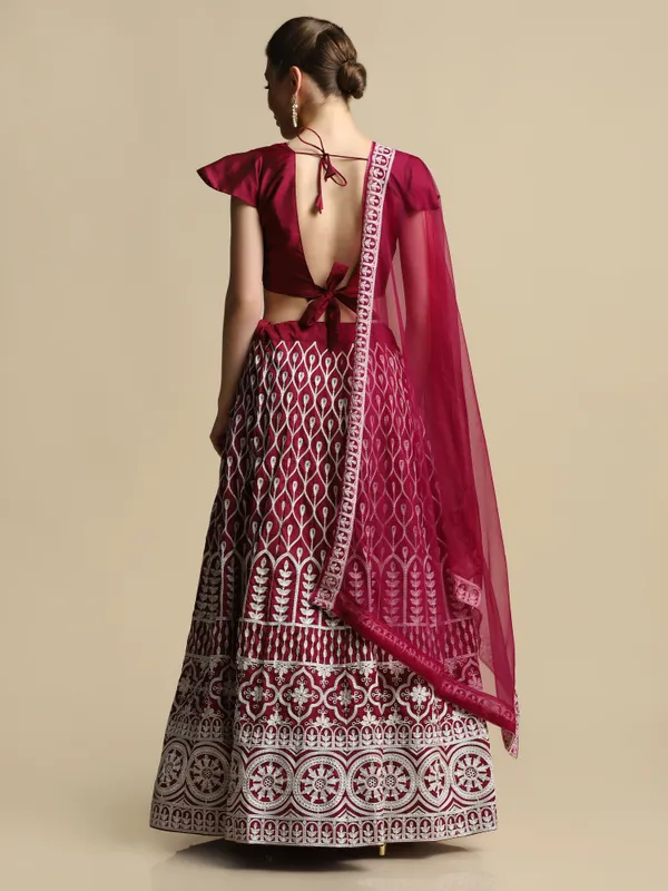 Purple_Thread_Work_Lehenga_Choli_With_Dupatta_For_Women