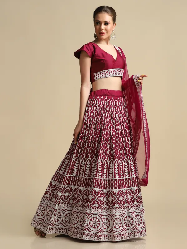 Purple_Thread_Work_Lehenga_Choli_With_Dupatta_For_Women