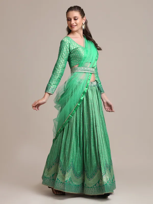 Rama_Woven_Lehenga_Choli_With_Dupatta_For_Women