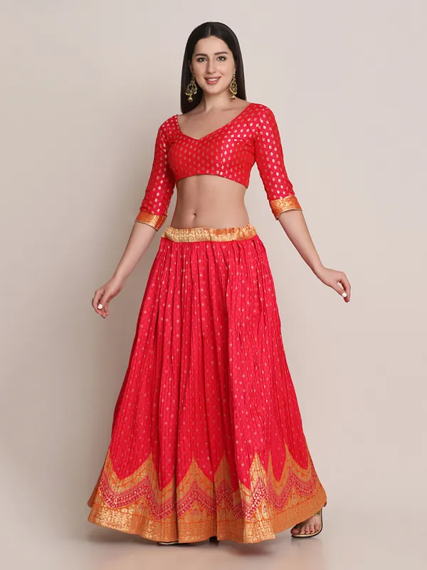 Pink_Woven_Lehenga_Choli_With_Dupatta_For_Women