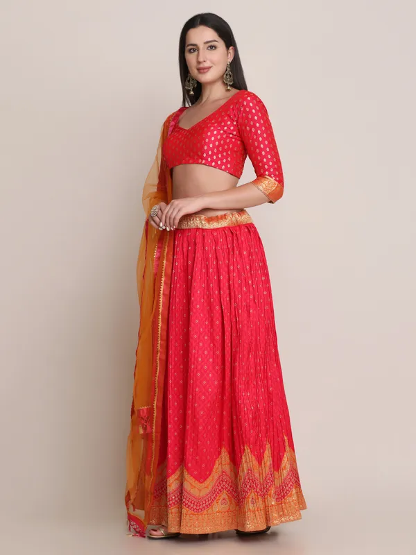 Pink_Woven_Lehenga_Choli_With_Dupatta_For_Women