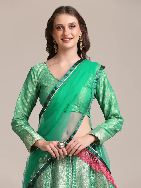 Rama_Woven_Lehenga_Choli_With_Dupatta_For_Women