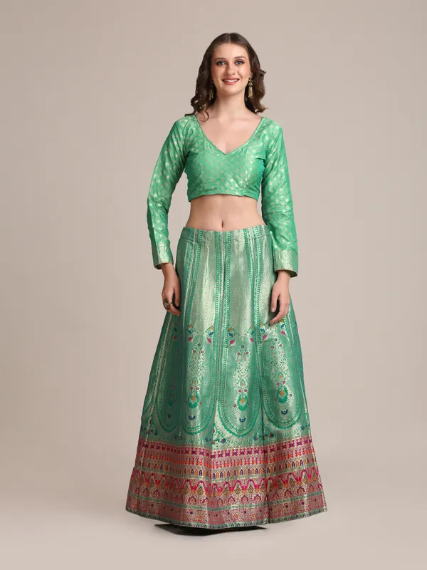 Rama_Woven_Lehenga_Choli_With_Dupatta_For_Women