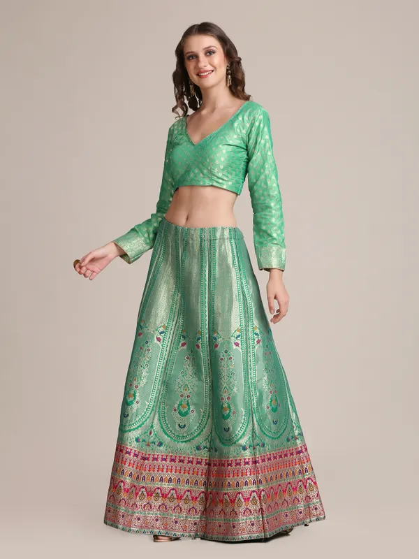 Rama_Woven_Lehenga_Choli_With_Dupatta_For_Women