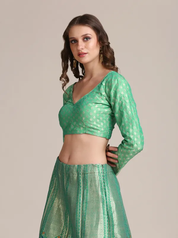 Rama_Woven_Lehenga_Choli_With_Dupatta_For_Women