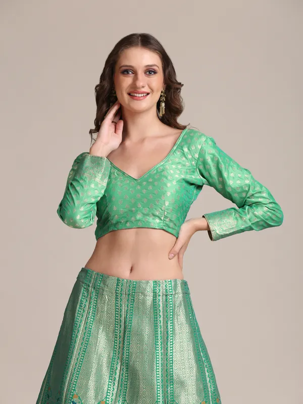 Rama_Woven_Lehenga_Choli_With_Dupatta_For_Women