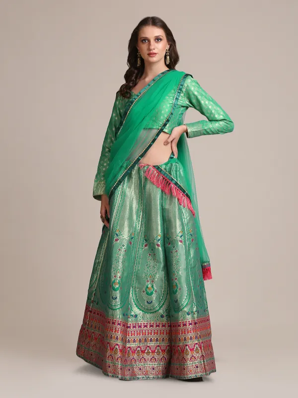 Rama_Woven_Lehenga_Choli_With_Dupatta_For_Women