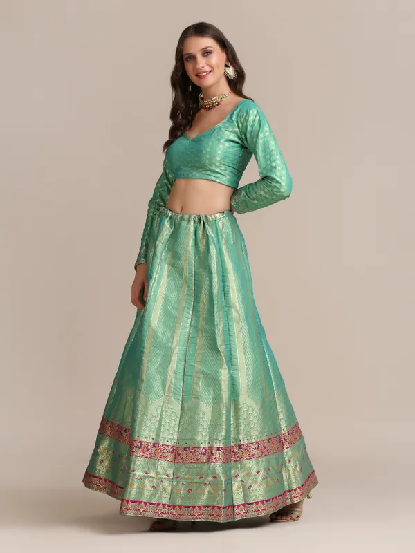 Rama_Woven_Lehenga_Choli_With_Dupatta_For_Women