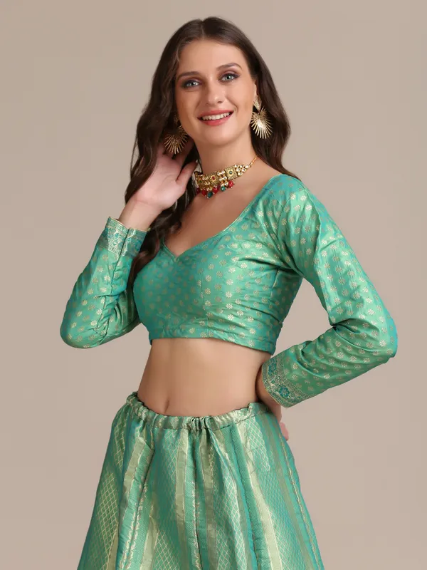Rama_Woven_Lehenga_Choli_With_Dupatta_For_Women