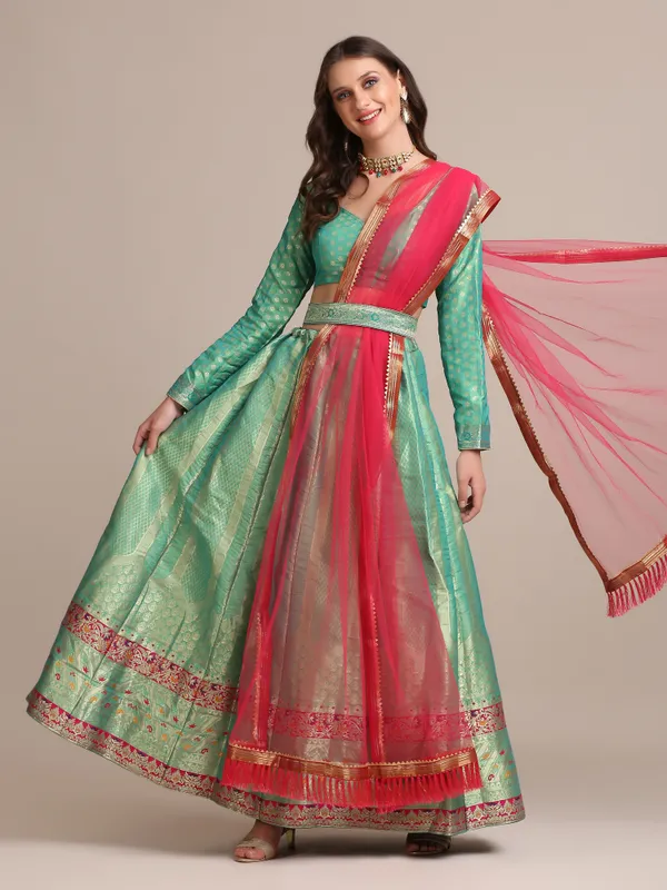 Rama_Woven_Lehenga_Choli_With_Dupatta_For_Women