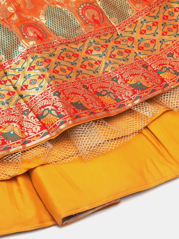 Musterd_Woven_Lehenga_Choli_With_Dupatta_For_Women