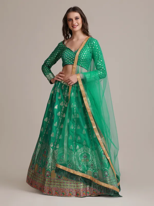 Rama_Woven_Lehenga_Choli_With_Dupatta_For_Women