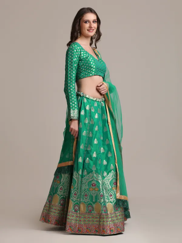 Rama_Woven_Lehenga_Choli_With_Dupatta_For_Women