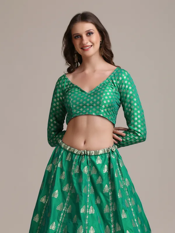 Rama_Woven_Lehenga_Choli_With_Dupatta_For_Women