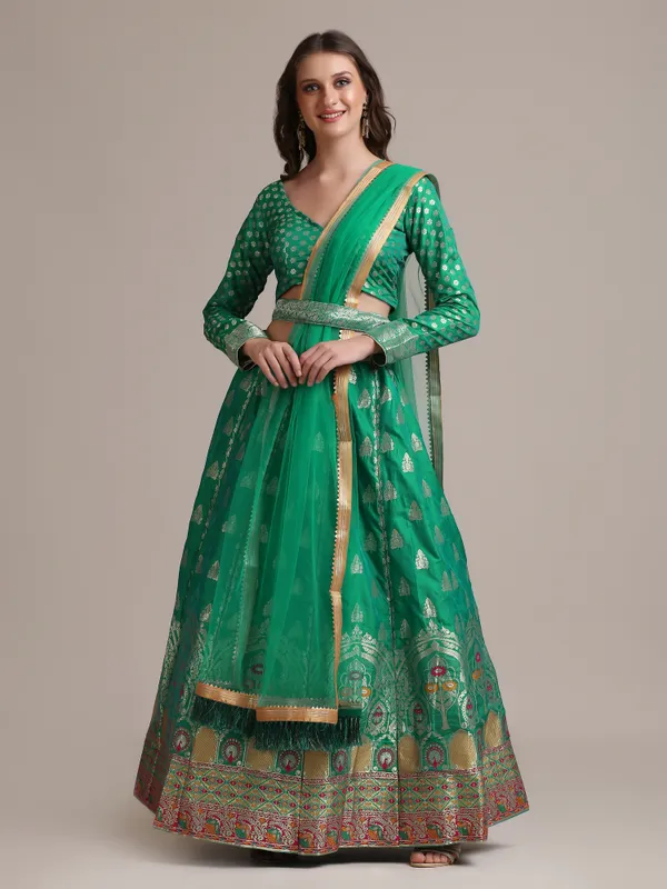 Rama_Woven_Lehenga_Choli_With_Dupatta_For_Women
