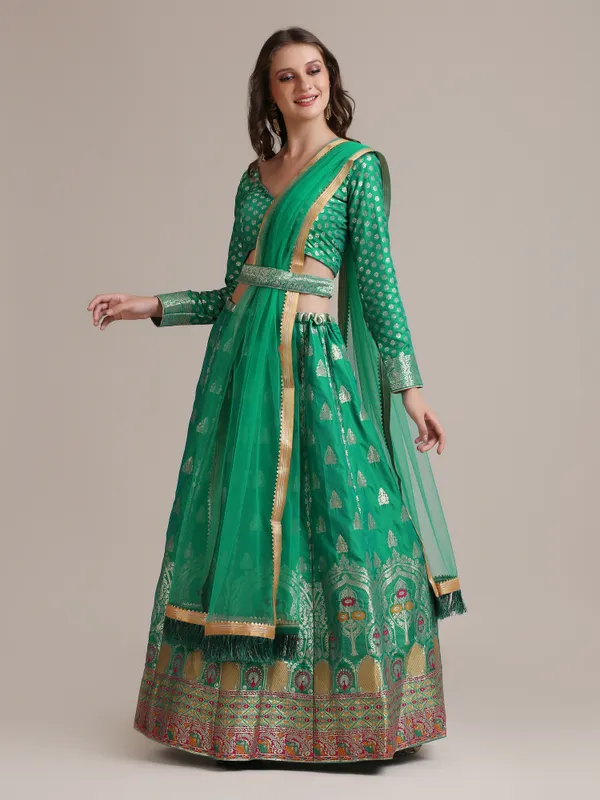 Rama_Woven_Lehenga_Choli_With_Dupatta_For_Women
