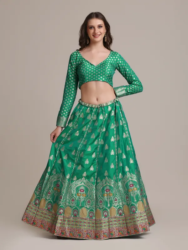 Rama_Woven_Lehenga_Choli_With_Dupatta_For_Women