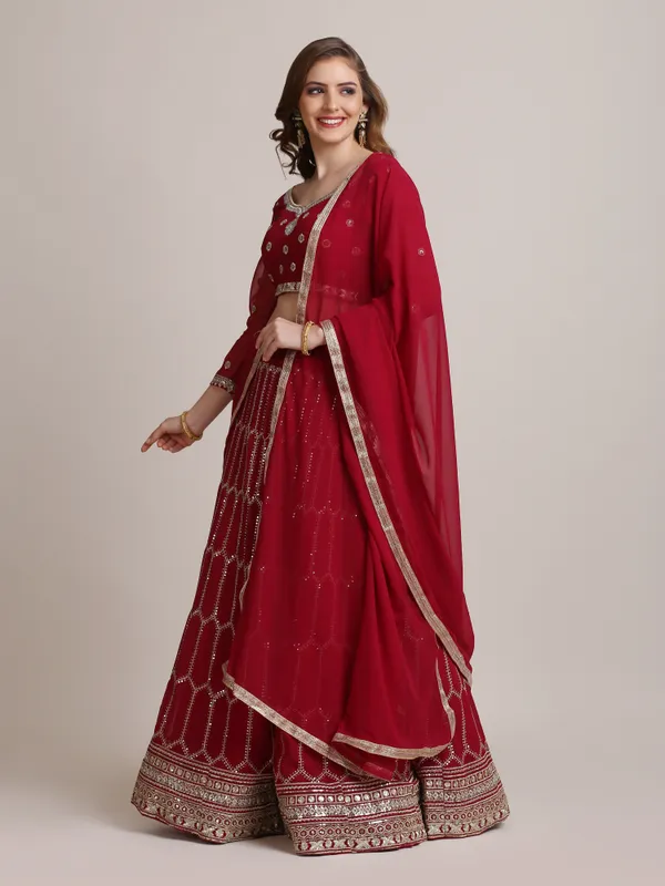 Pink_Sequence_Lehenga_Choli_With_Dupatta_For_Women