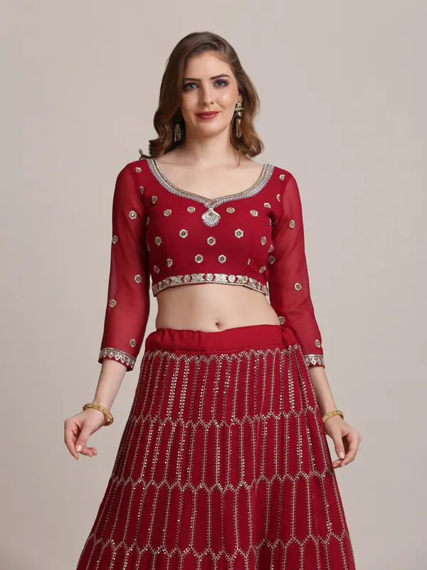 Pink_Sequence_Lehenga_Choli_With_Dupatta_For_Women