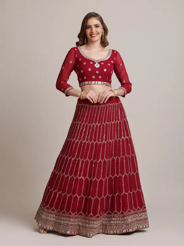 Pink_Sequence_Lehenga_Choli_With_Dupatta_For_Women