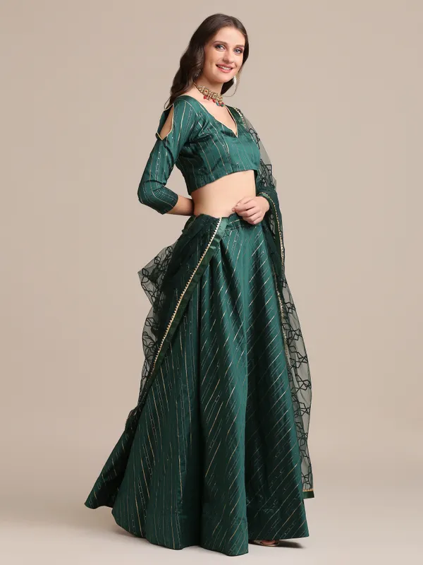 Green_Sequence_Lehenga_Choli_With_Dupatta_For_Women