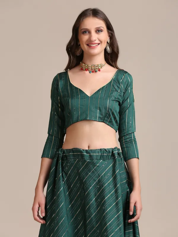 Green_Sequence_Lehenga_Choli_With_Dupatta_For_Women