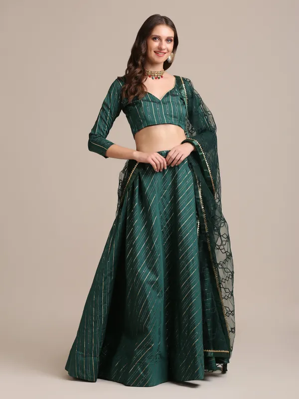 Green_Sequence_Lehenga_Choli_With_Dupatta_For_Women
