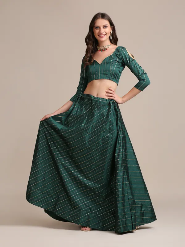 Green_Sequence_Lehenga_Choli_With_Dupatta_For_Women