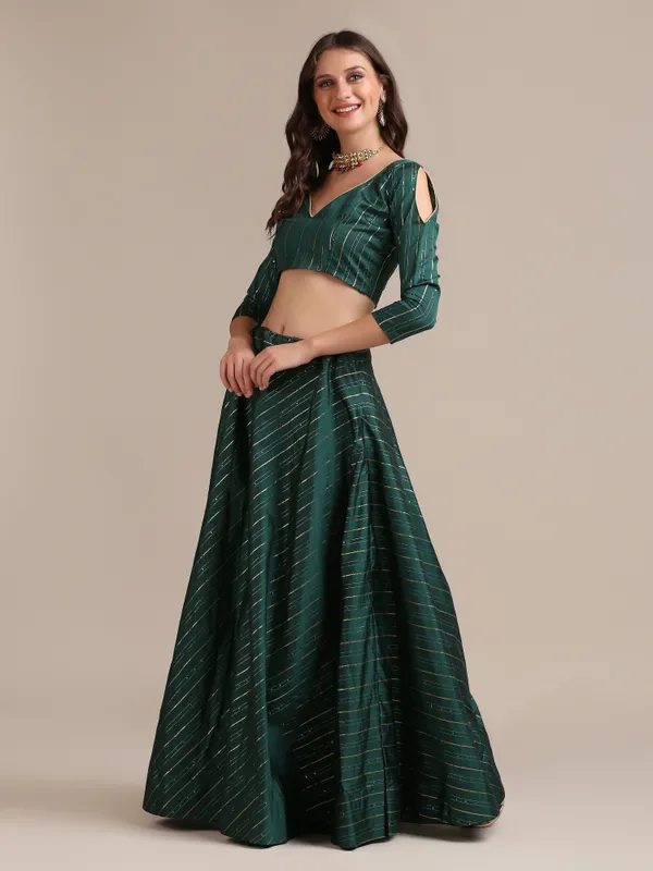 Green_Sequence_Lehenga_Choli_With_Dupatta_For_Women