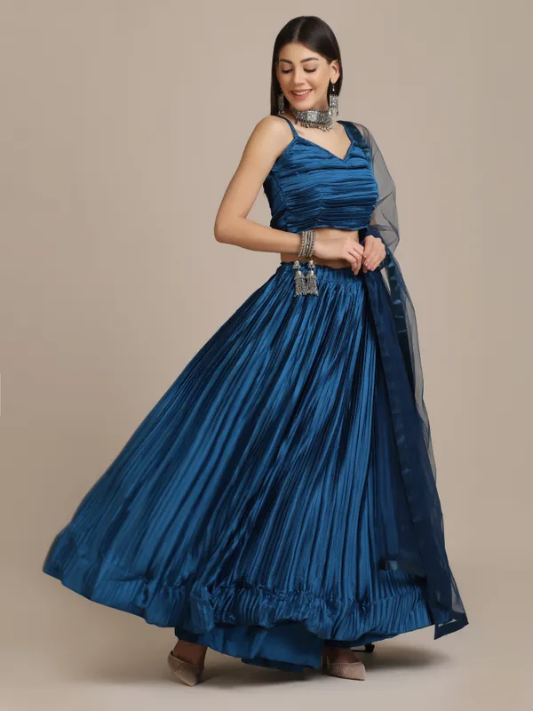 Blue_Platted_Lehenga_Choli_With_Dupatta_For_Women