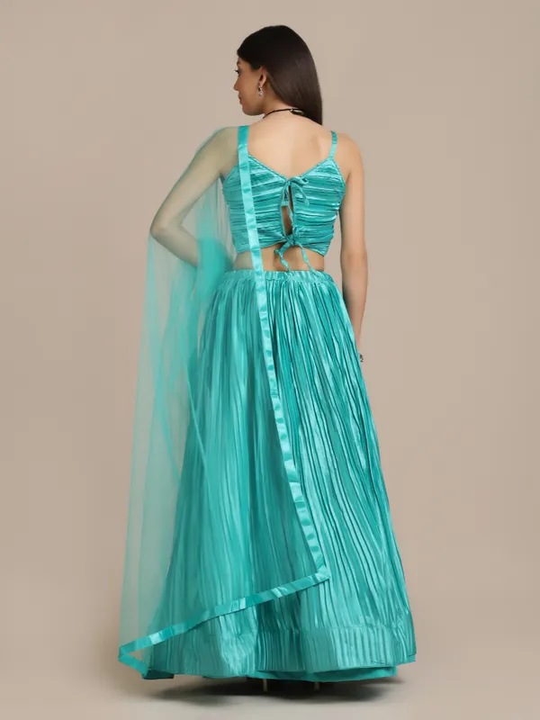 Green_Platted_Lehenga_Choli_With_Dupatta_For_Women
