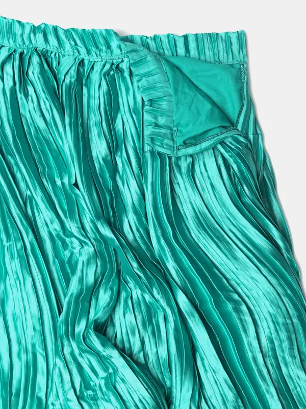 Green_Platted_Lehenga_Choli_With_Dupatta_For_Women