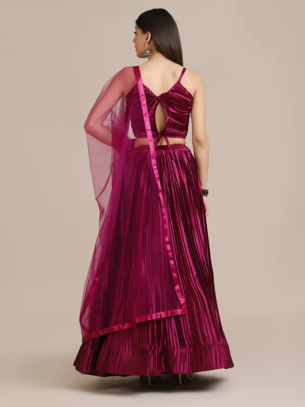 Purple_Platted_Lehenga_Choli_With_Dupatta_For_Women