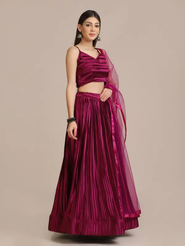 Purple_Platted_Lehenga_Choli_With_Dupatta_For_Women
