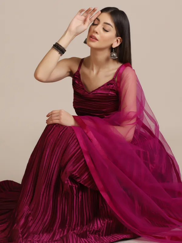 Purple_Platted_Lehenga_Choli_With_Dupatta_For_Women