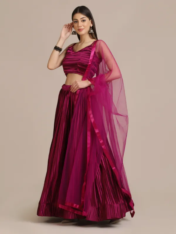 Purple_Platted_Lehenga_Choli_With_Dupatta_For_Women