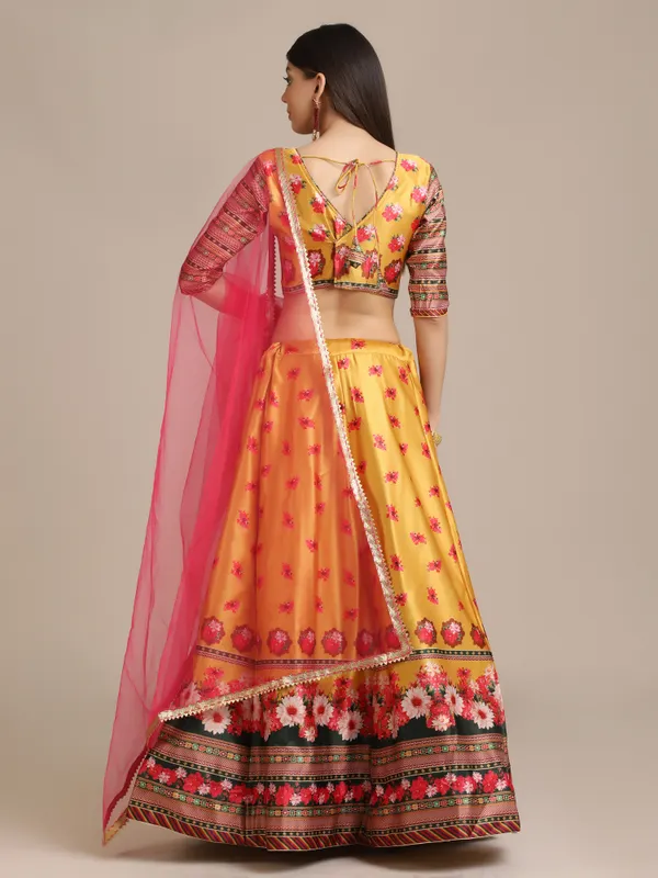 Yellow_Floral_Lehenga_Choli_With_Dupatta_For_Women